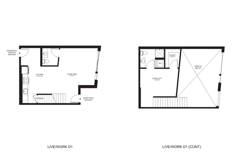 Floor plan for 1 bed, 2 baths, 892 sqft